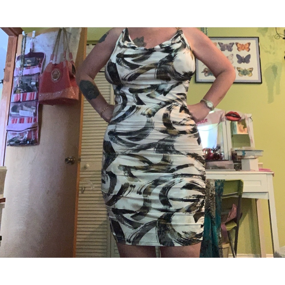 Vintage gorgeous stretch midi dress w/chain straps size medium